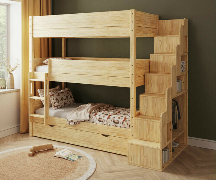 Lit superpos� 3 places Combeebed bois + sommier gigogne