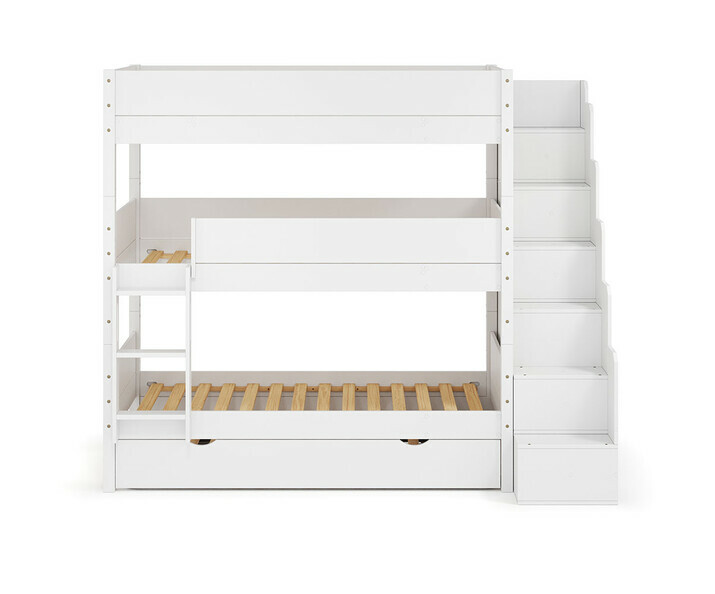 Lit superpos� 3 places Combeebed avec escalier blanc + sommier gigogne