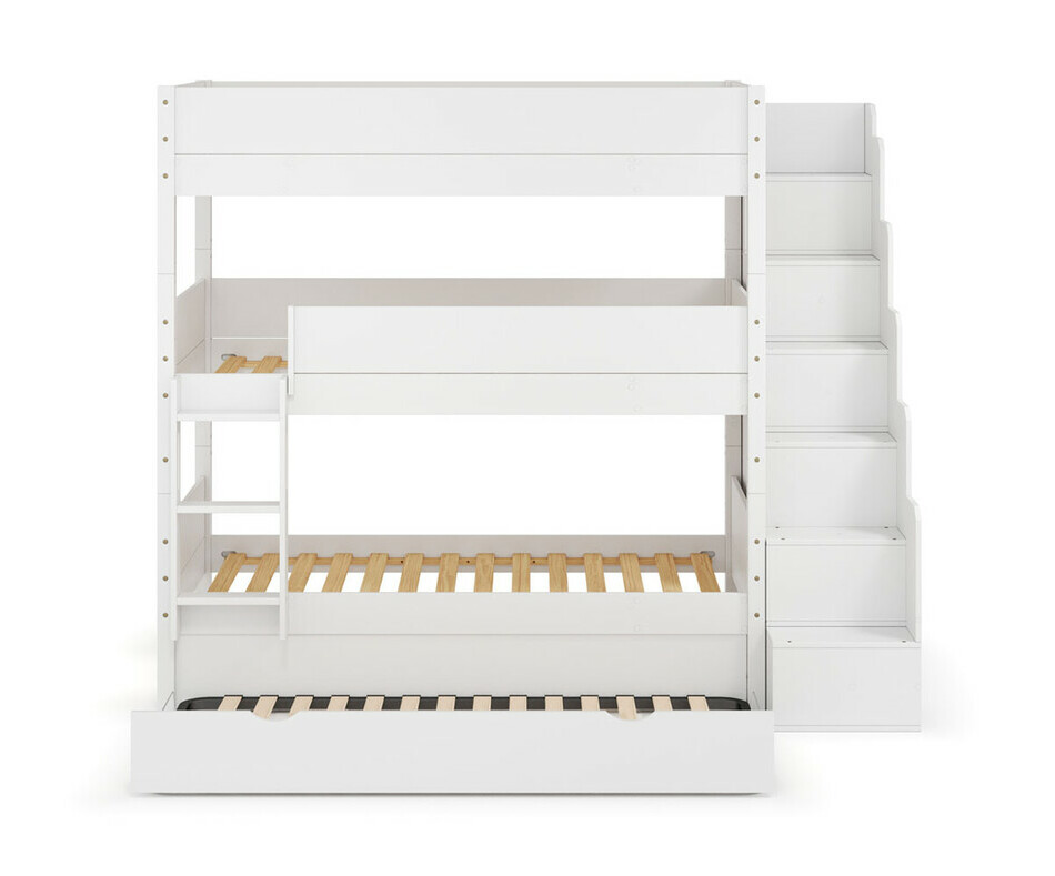 Lit superpos� 3 places Combeebed avec escalier blanc + sommier gigogne