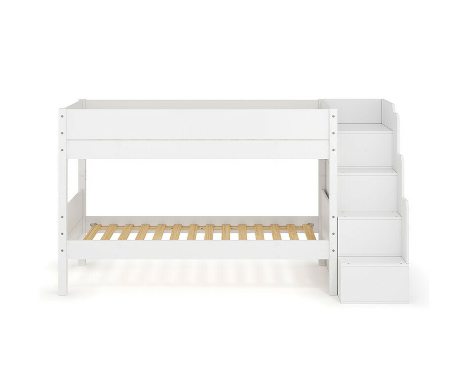 Vue de face - Lit avec escalier et sommier inclus - version basse