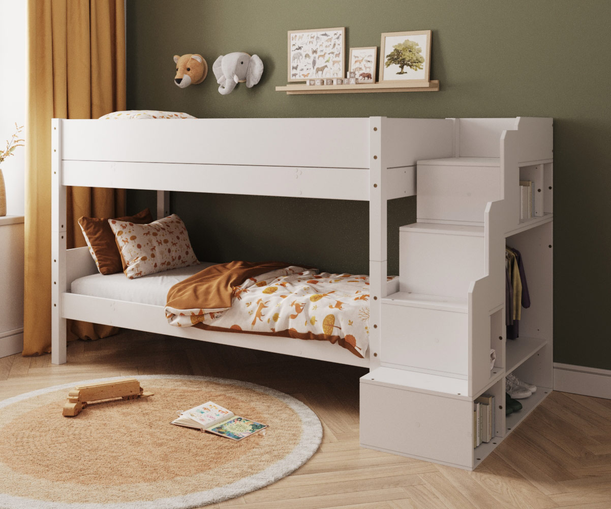 Lit superpos� bas Combeebed avec escalier blanc