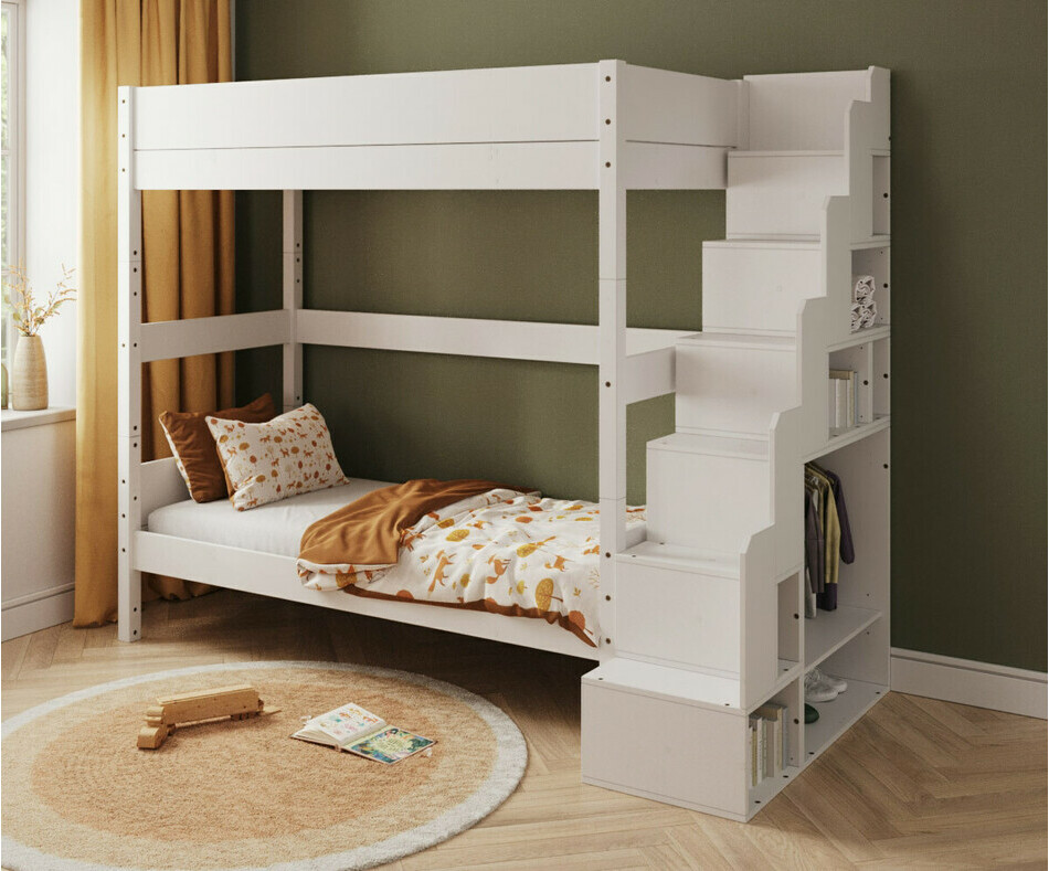  Version haute du lit superpos� Combeebed Blanc avec escalier