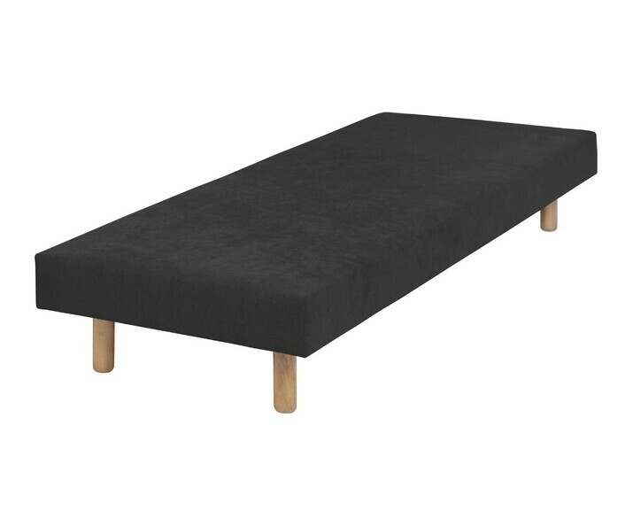 Sommier ado anthracite 1 place avec pieds bois