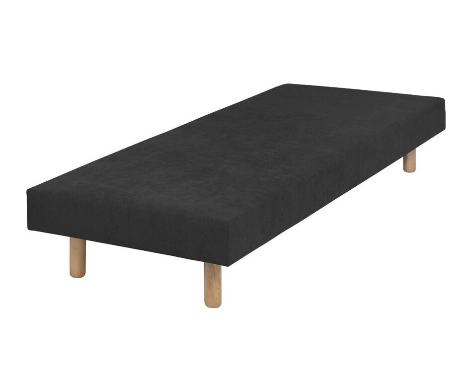 Sommier ado anthracite 1 place avec pieds bois