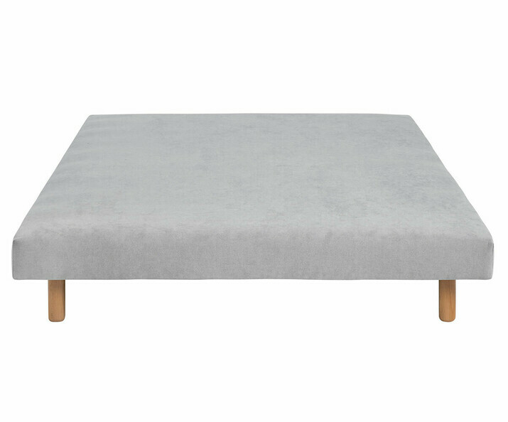 Sommier tapissier ado gris 2 places avec pieds bois