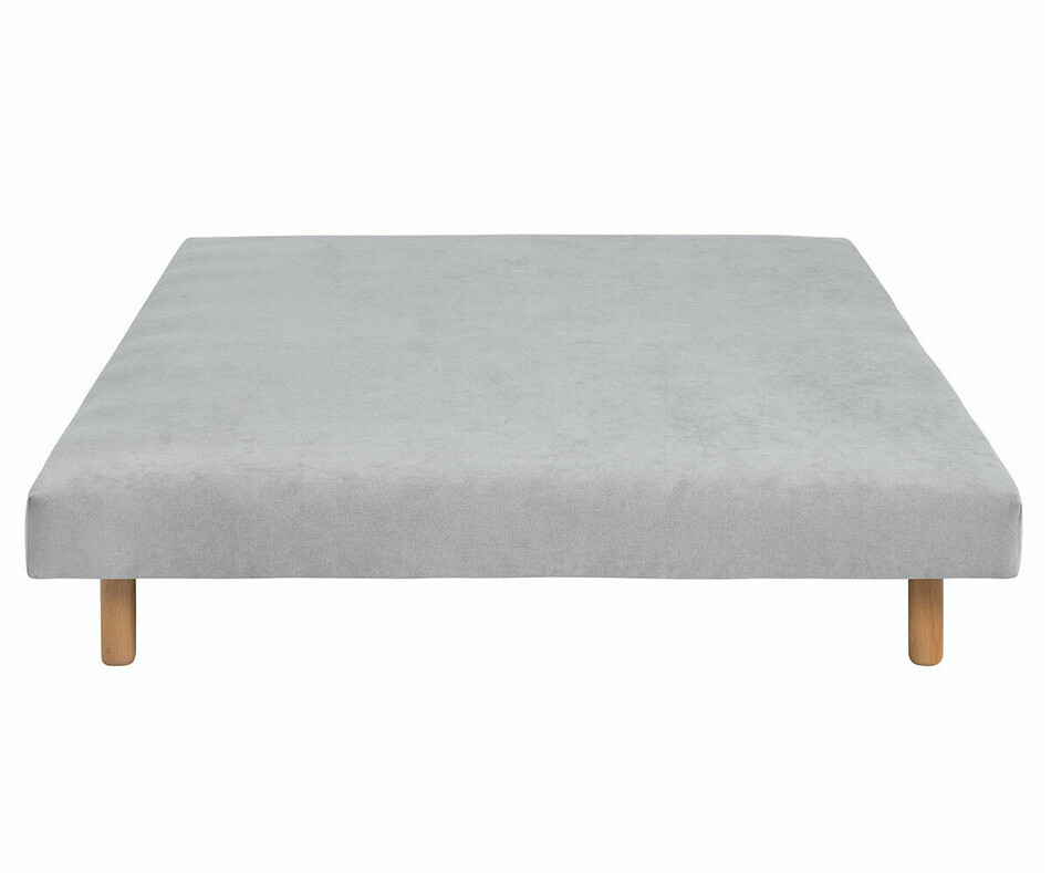 Sommier tapissier ado gris 2 places avec pieds bois