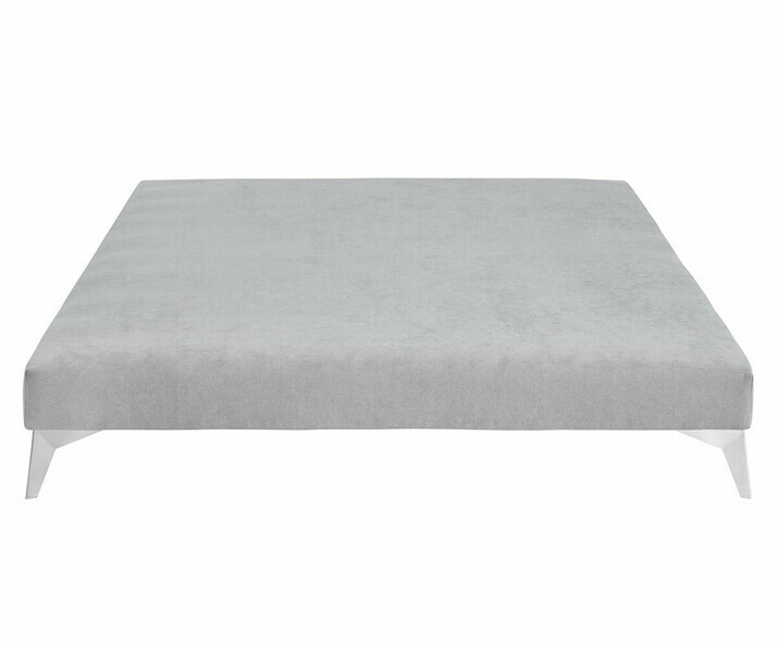 Sommier tapissier ado gris 2 places avec pieds chroms