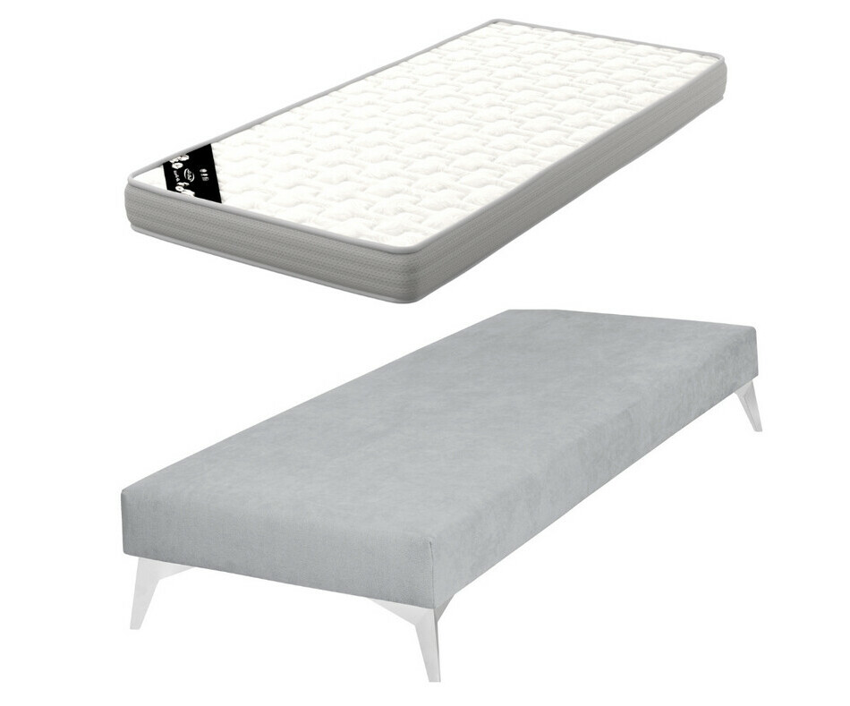  Sommier gris Hisso avec pieds chrome et matelas Airfresh