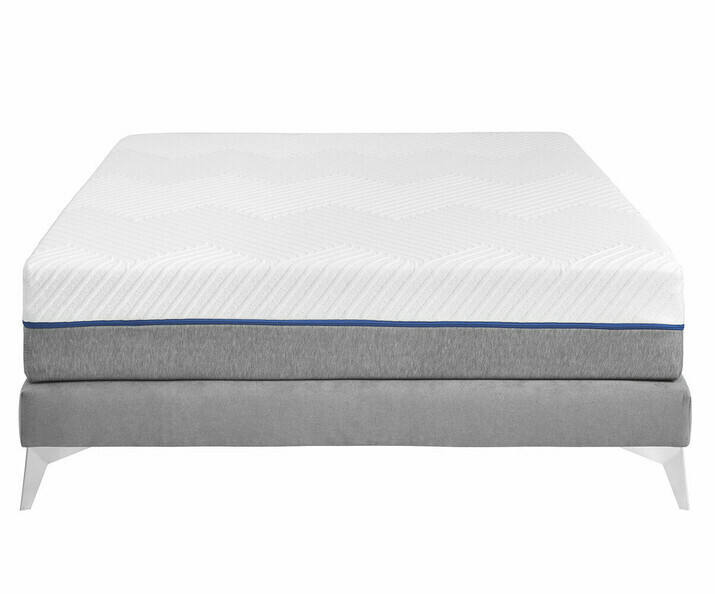 Pack sommier tapissier gris, pieds chroms et matelas dhoussable