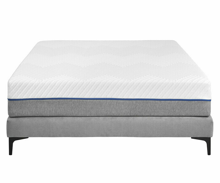Pack sommier tapissier gris, pieds noirs et matelas dhoussable