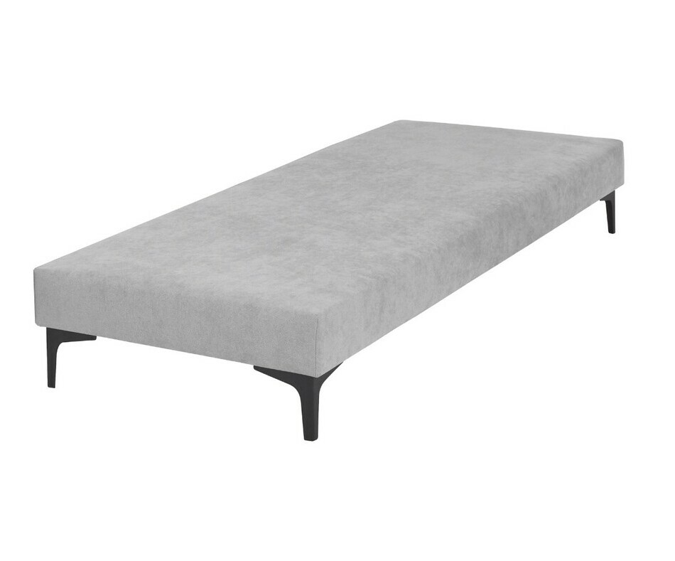 Sommier adulte gris 1 place avec pieds noirs