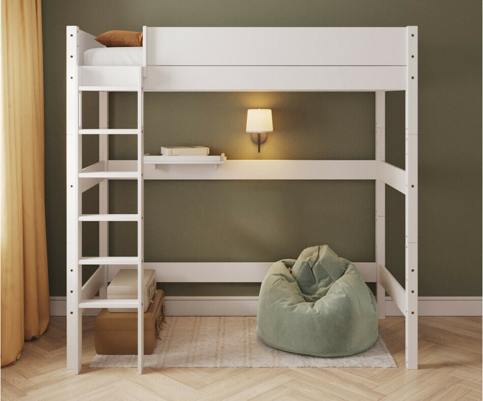 Lit mezzanine blanc Combeebed - hauteur 188 cm - �chelle grand cot� 
