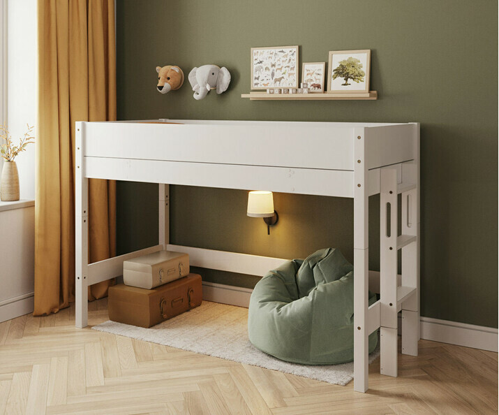 Lit mezzanine blanc Combeebed - hauteur 142 cm - �chelle petit cot�