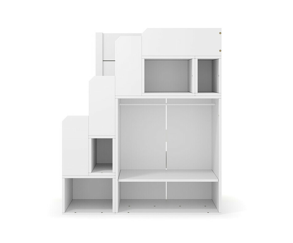 Vue de profil du lit blanc mezzanine 142 cm