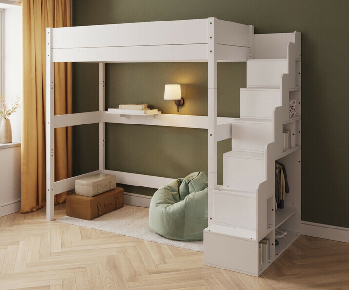 Lit mezzanine XL enfant avec escalier - Combeebed