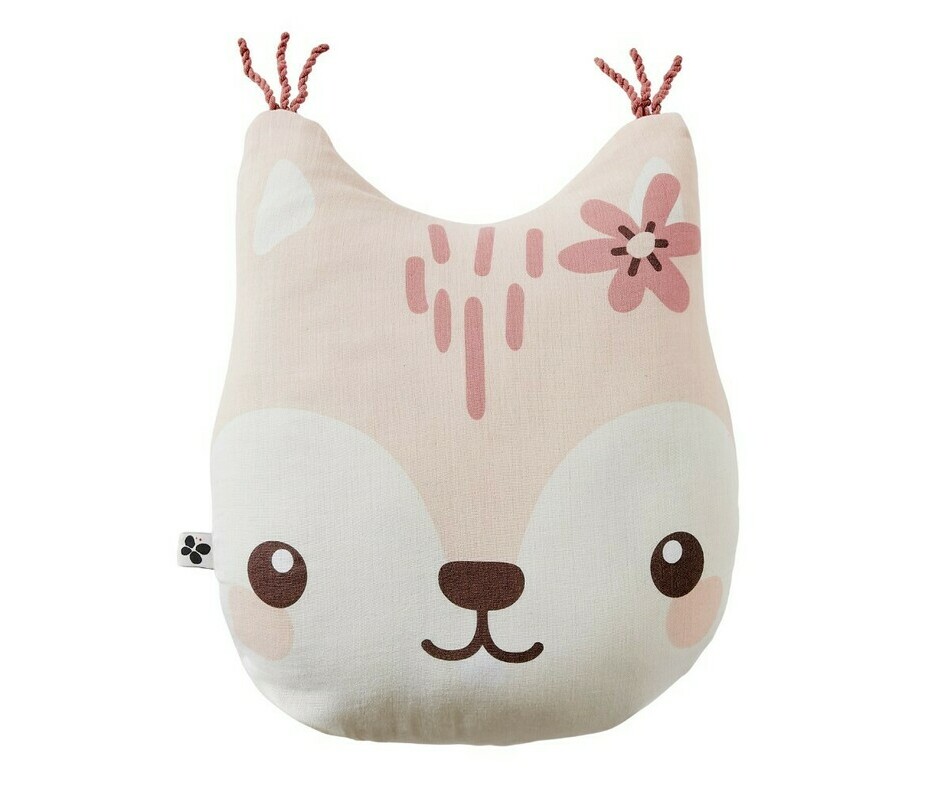 Coussin cureuil rose recto