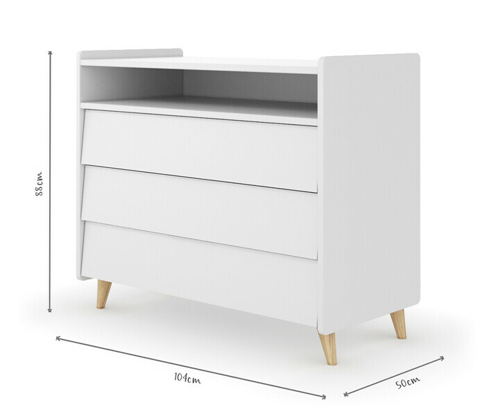 Photos dimensionnelles commode enfant canopia 3 tiroirs
