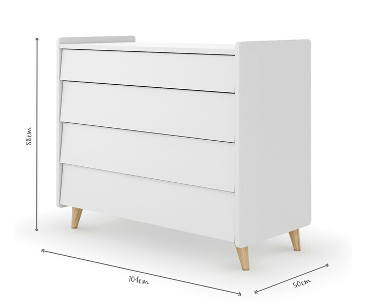 Photos dimensionnelles commode enfant canopia 4 tiroirs