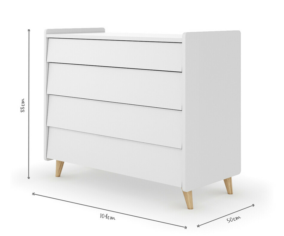 Photos dimensionnelles commode enfant canopia 4 tiroirs