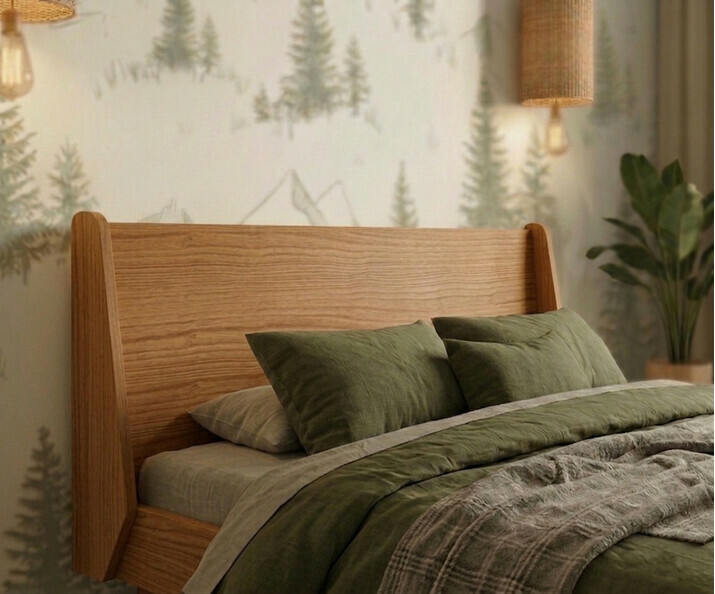 Zoom sur la tete de lit Glaury noisette