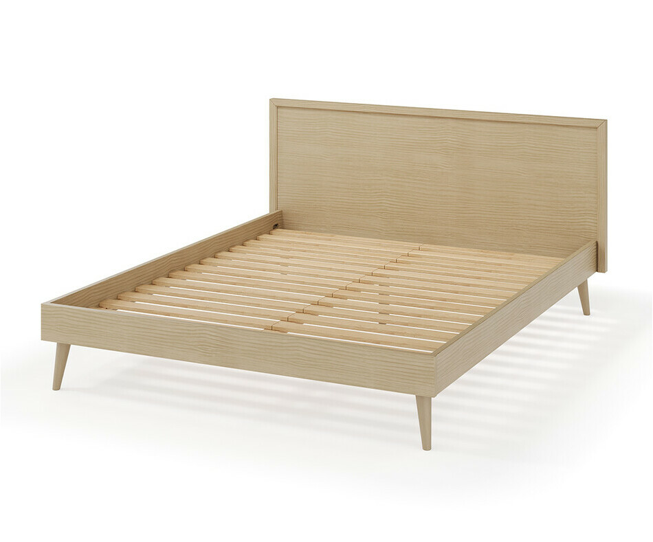 Lit Lynd en bois massif avec sommier finition ch�ne clair