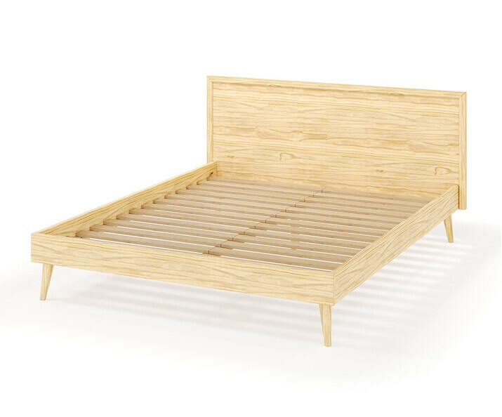 Lit Lynd en bois massif avec sommier finition brut
