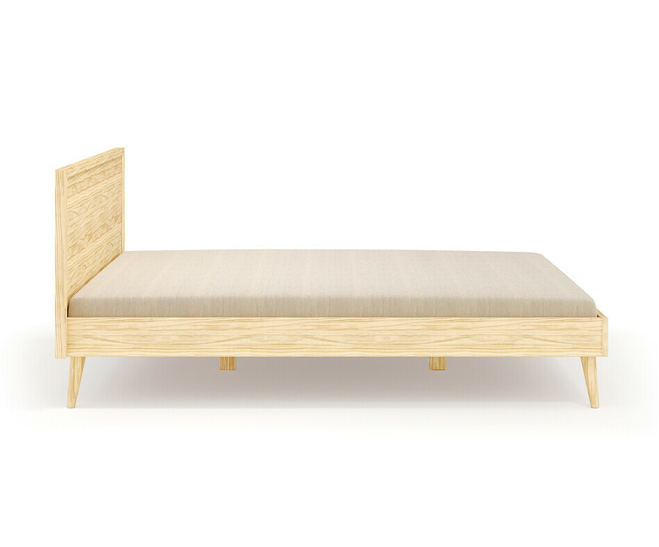 Vue de profil du lit en bois massif Lynd brut