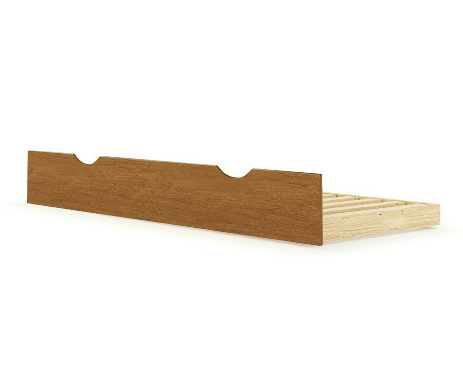Sommier gigogne enfant en bois massif fa�ade noisette - pieds r�tract�s