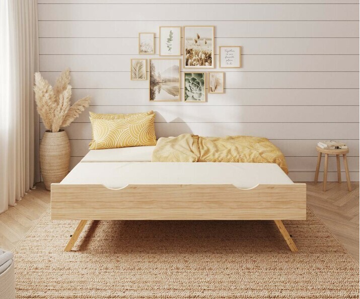 Lit Tigar avec sommier gigogne d�pli� extra robuste + matelas