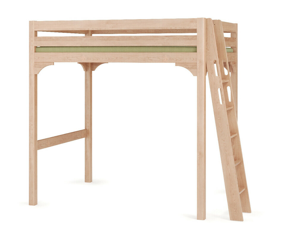 Lit mezzanine ado hêtre massif avec échelle inclinée Lit mezzanine ado hêtre massif avec échelle inclinée