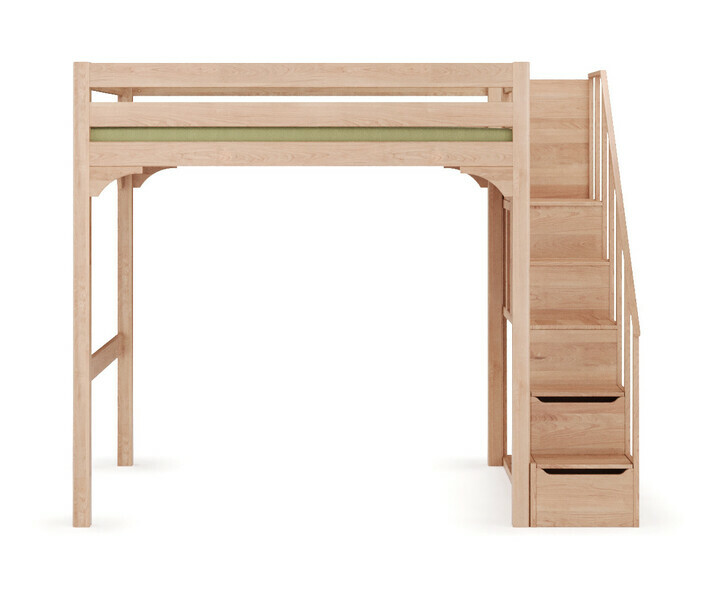 Lit mezzanine adulte Neva avec escalier � droite - 170 cm de hauteur sous couchage