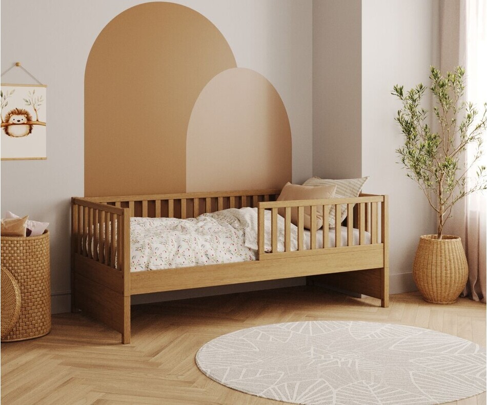 Lit Capao enfant noisette avec ses barrieres de sécurité + matelas Lit Capao enfant noisette avec ses barrieres de sécurité + matelas