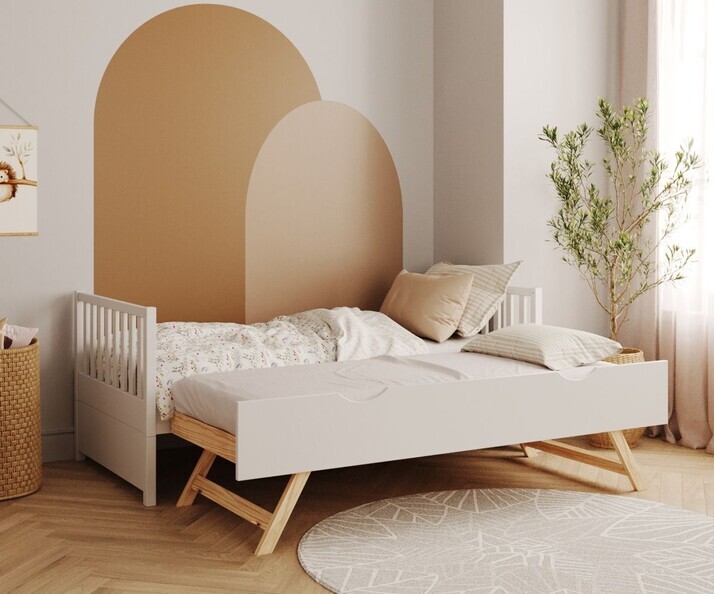 Lit gigogne blanc Capao sans barriere + sommier gigogne ouvert Lit gigogne blanc Capao sans barriere + sommier gigogne ouvert