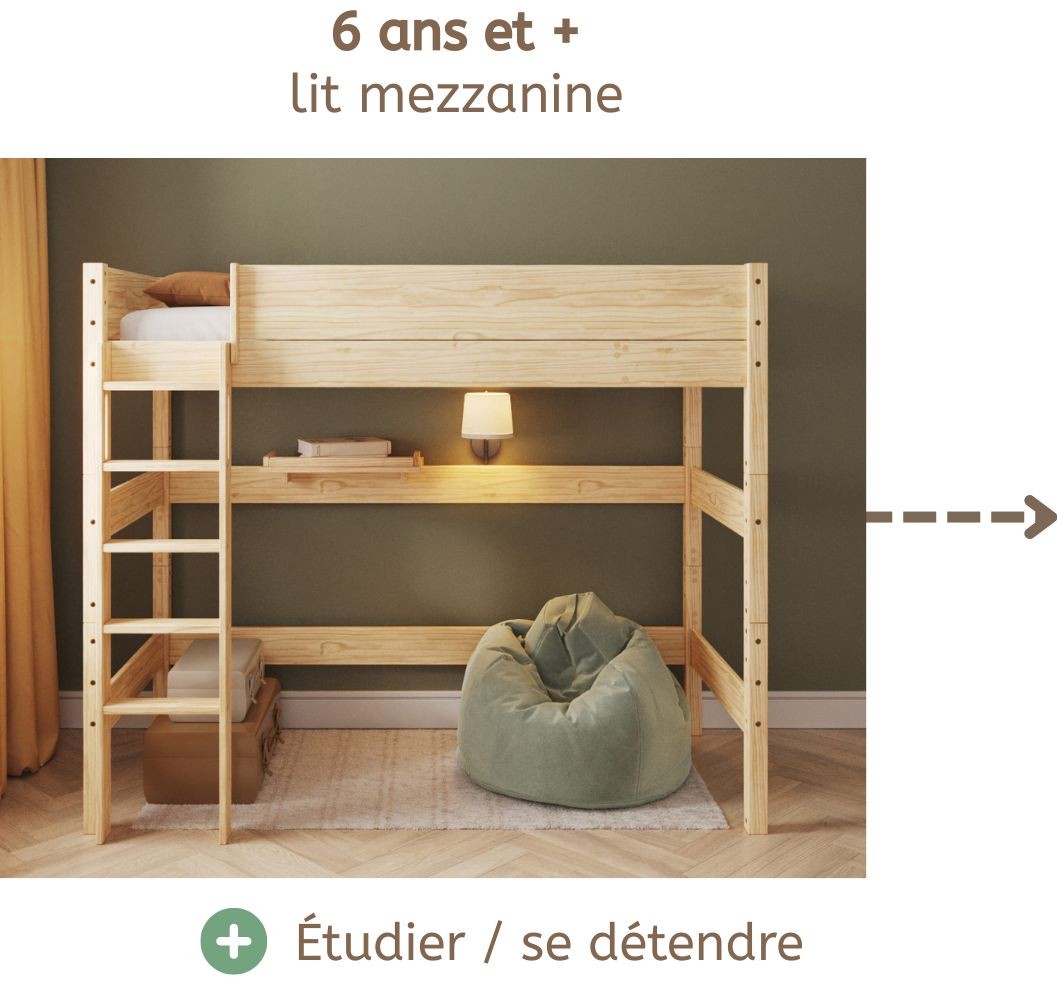 lit mezzanine bois massif