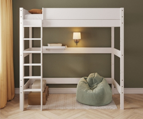 lit mezzanine bois massif blanc