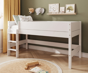 lit mi-hauteur bois massif blanc