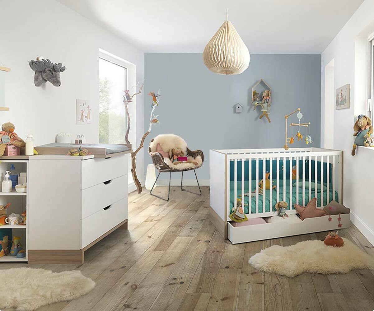 Chambre Enfant Roma, 3 meubles au design moderne. Coloris blanc