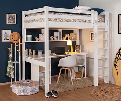 Lit mezzanine avec bureau - gain de place