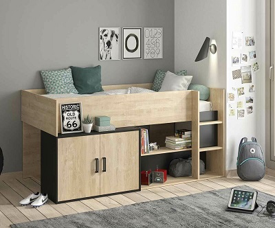 Lit mi hauteur style industriel - gain de place