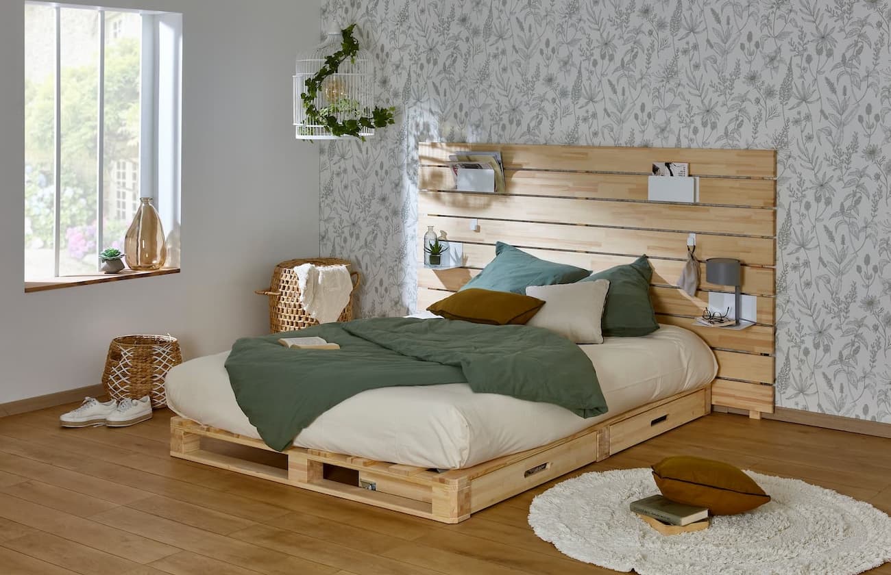 Chambre complète style scandinave pour enfant couleur bois et blanc