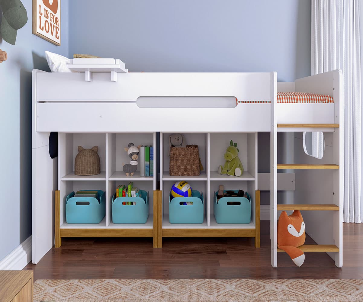 cubes de rangement sous lit mi-hauteur