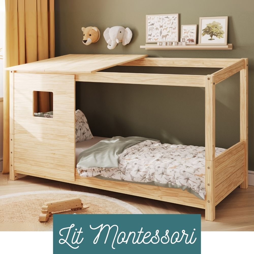 lit cabane Montessori en bois