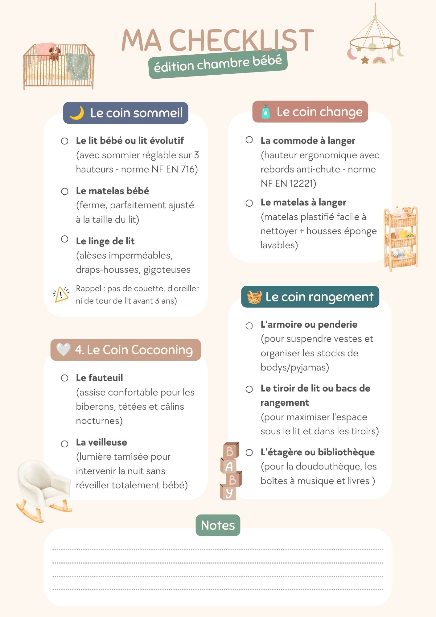 check list chambre b&eacute;b&eacute;