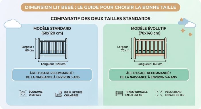 comparatif taille de lit bébé