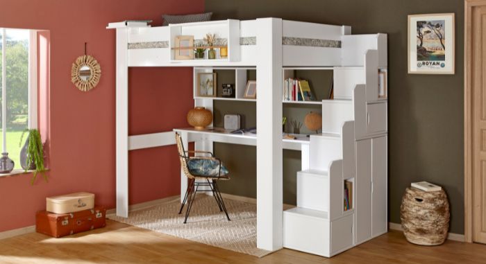 lit mezzanine ado en bois massif