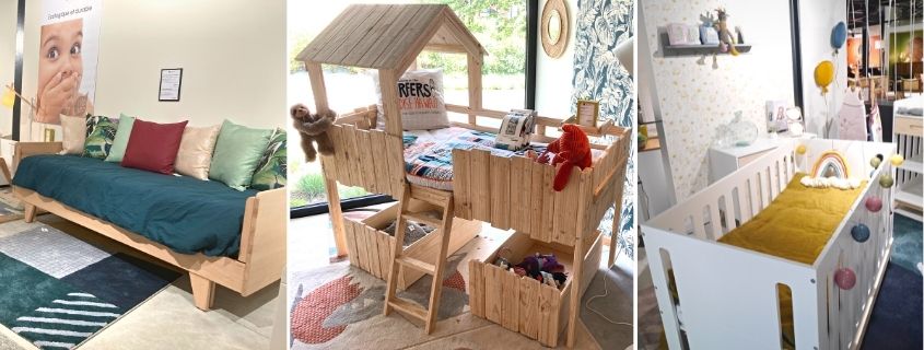 Lit haut avec marche pied Marmotte  mobilier pour Petite enfance - T  Mobilier